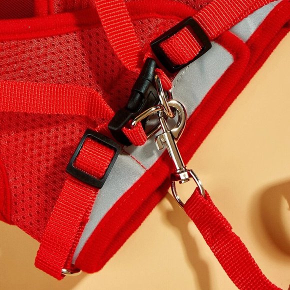 Pet harness with leash Red or Black All Sizes with Reflectors New - Picture 9 of 10